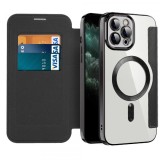 Husa MagSafe pentru Apple iPhone 11 Pro Max, Techsuit, SmartMag Book, Neagra
