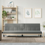 vidaXL Canapea extensibilă cu suporturi de pahar, gri &icirc;nchis, textil