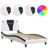 Cumpara ieftin Cadru de pat Viana cu LED fara saltea alb/negru 90x200 cm