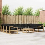 vidaXL Set de canapele de exterior cu pernă 10 pcs Alb și negru 3389102