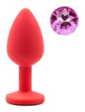 Dop Anal Silicone Buttplug, Medium, Rosu/Roz, Guilty Toys
