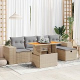 VidaXL Set canapele grădină cu perne 6 piese bej poliratan/lemn acacia 3328081