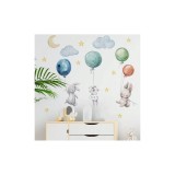 Cumpara ieftin Sticker Perete Autocolant Iepurasi si Baloane, 72x78cm - 33240