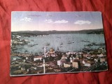 Ilustrata Constantinopol - Portul circulata 1919 la Bucuresti , color