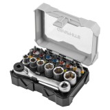 Set biti si tubulare 1/4 Graphite cu clichet si suport magnetic, 24 piese