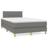 Gossi pat cu arcuri, saltea si led, gri inchis, 120x190 cm, textil