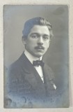 PORTRETUL TANARULUI C.I. SANDULESCU SI O STROFA SEMNATA OLOGRAF , FOTOGRAFIE FORMAT CARTE POSTALA , 1912