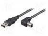 Cablu USB A mufa, USB B mufa in unghi, USB 2.0, lungime 2m, negru, Goobay - 50856