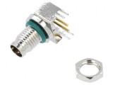 Conector M8 tată PIN 2 unghi 90&deg; pentru PCB 4A IP68