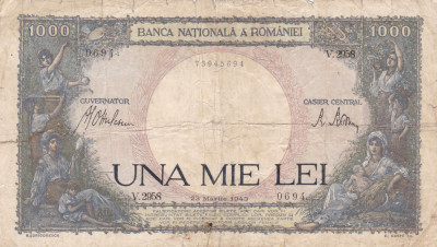 BANCNOTA 1000 LEI 1943 Seria V 2958 foto