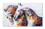 Cumpara ieftin Tablou cai living pictat manual, Principesa si Amadeus, 100x60cm ulei pe panza in cutit efect 3D, Valentin Pop