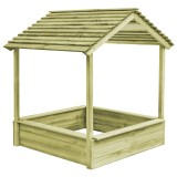 Casuta Joaca Copii Lemn Pin Tratata cu Groapa Nisip vidaXL 128x120x145 cm Maro