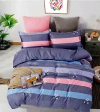 Cumpara ieftin Lenjerie de pat matrimonial cu husa elastic pat si fata perna patrata, Bagan, bumbac mercerizat, multicolor