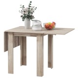 HOMCOM Masă Derulantă pentru 4 Persoane Impermeabilă și Rezistentă la Zg&acirc;rieturi, Masă pliabilă din PAL, 140x70x75 cm, Culoare Stejar | Aosom Romania