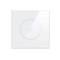 Intrerupator smart, UE standard, Tuya Smart life, Wifi 2, 4GHz+bluetooth,1 buton, panou de sticla, compatibil cu Alexa si Google Assistant, N+L, sticl