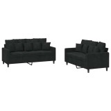 Cumpara ieftin Set de canapele cu perne, 2 piese, negru, catifea