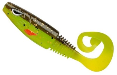 Grub Berkley Soft Bait Sick Curl Shad Brown Chartreuse, 7g, 8cm foto