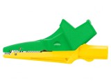 Bornă crocodil 12A 600VDC galben-verde 4mm