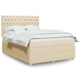 Gossi pat continental cu saltea, crem, 140x200 cm, material textil