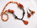 Set Bijuterii Agate: Colier cu Pandantiv &amp; Cercei Handmade. Pietre Semipretioase Naturale, Cadou Femei, Fashion