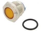Lampă LED galbenă 12V &Oslash;16mm alamă