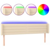 Cumpara ieftin Tablie de pat cu LED, crem, 183x16x78/88 cm, textil