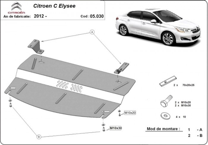 Scut motor metalic Citroen C-Elysee 2012-prezent