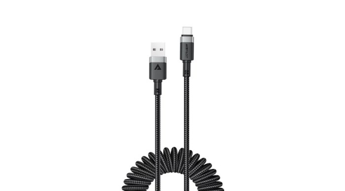 Cablu Acefast C14-04 USB-A - USB-C Spring 480Mb/s 3A 1.2m - Negru
