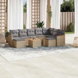 vidaXL Set canapele de grădină cu perne, 10 piese, bej, poliratan 3258951