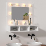 Dulap cu oglinda si LED, alb, 60x31,5x62 cm GartenMobel Dekor, vidaXL