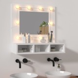 Gossi dulap cu oglinda si led, alb, 60x31,5x62 cm