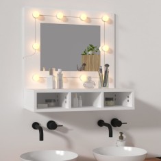 Gossi dulap cu oglinda si led, alb, 60x31,5x62 cm
