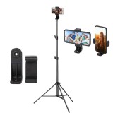 Trepied foto video 180 cm aluminiu cu suport telefon rotabil 360 landscape-portret, reglabil 5.3, 8 cm, 3 segmente, 3 kg, filet 1 4