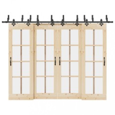 vidaXL Set feronerie pentru uși glisante, negru, 305 cm, oțel 3295755