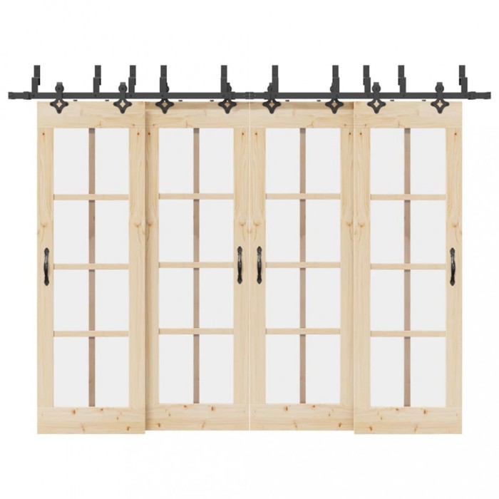 vidaXL Set feronerie pentru uși glisante, negru, 305 cm, oțel 3295755