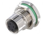 Conector M12 soclu PIN 4 mamă D-Ethernet THT IP65 IP67
