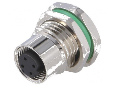Conector M12 soclu PIN 4 mamă D-Ethernet THT IP65 IP67 foto