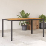 Cumpara ieftin Masă grădină, blat din lemn acacia negru 150x90x75 cm poliratan