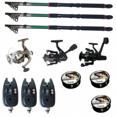 Set pescuit sportiv cu 3 lansete de 2.7 m Gold Shark, 3 mulinete, 3 senzori si 3 gute foto