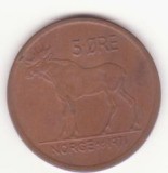 Norvegia 5 ore 1971 - ren eurasian., Europa, Bronz