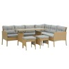 Set Mobilier Gradina Ratan Sintetic Bej/Gri, 1 Masa, 2 Canapele, 2 Tabureti, Berno GartenVIP DiyLine