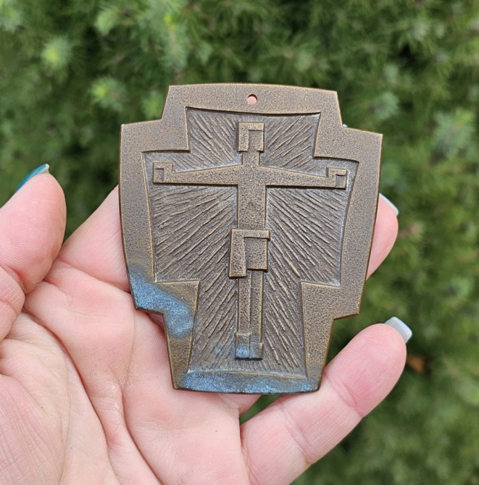 INEDIT CRUCIFIX VECHI DIN BRONZ MASIV