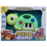 Orga muzicala bebe broasca testoasa Ideallstore, plastic, multicolor, 2 ani+, cu sunete si lumini