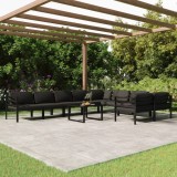 VidaXL Set mobilier de grădină cu perne, 10 piese, antracit, aluminiu 3107824