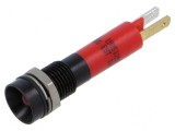Lampă LED concav roșie 12VDC &Oslash;8mm IP67 5mm