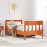 VidaXL Pat de zi fără saltea, maro ceruit, 90x200 cm, lemn masiv pin