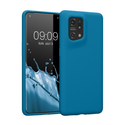 Husa Kwmobile pentru OPPO Find X5, Silicon, Albastru, 57629.224 foto