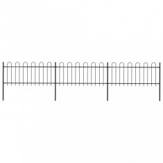 vidaXL Gard de gradina cu varf curbat, negru, 5,1 x 0,8 m, o?el foto