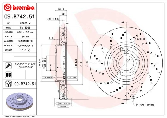 BREMBO 09.B742.51 PRIME LINE - UV Coated Disc frana