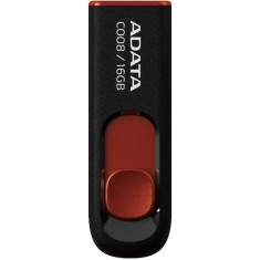 MEMORIE USB 2.0 ADATA 16 GB, retractabila, carcasa plastic, negru / rosu, &quot;AC008-16G-RKD&quot; (timbru verde 0.03 lei)